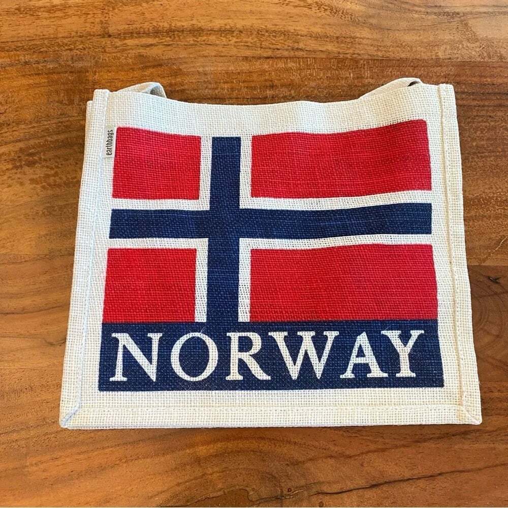 Norway ๐ณ๐ด Woven Burlap Tote Bag - Picture 10 of 15